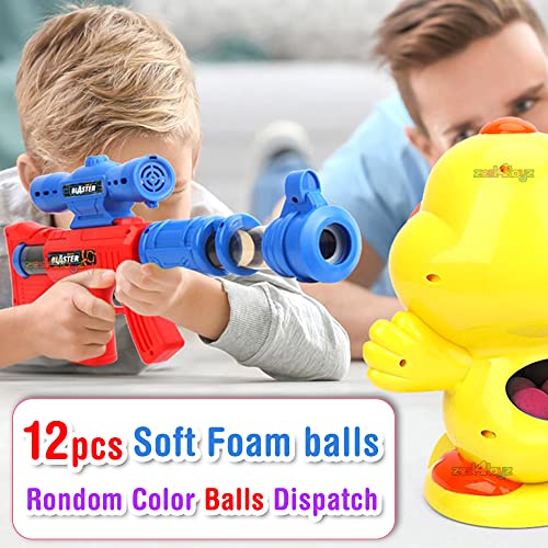 Image of Zest 4 Toyz Kids Shooting Target Game Toy with Duck Design Blaster Guns Soft Foam Balls with Electronic Target with LCD Score Record Sound 12 Soft Foam Balls Toys for Kids 3-10 Years Old (Yellow)