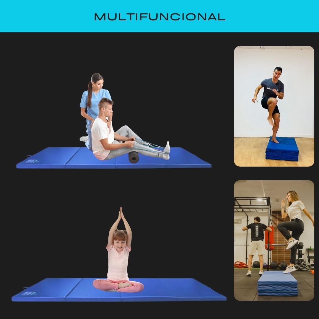 Colchoneta Plegable Multifuncional 240x120x5cm | Ideal para Gimnasia, Yoga, Pilates, Calistenia | PVC Premium, Antideslizante, Fácil de Limpiar