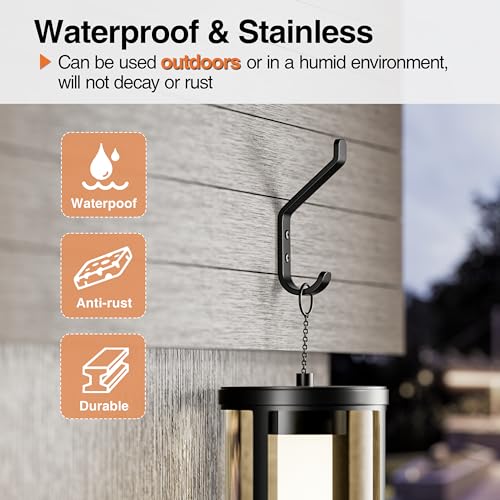 susswiff 10-Pack Black Wall Hooks 10KG Heavy Duty, Metal Wall Mounted Hanging Hooks with Screws - Image 3