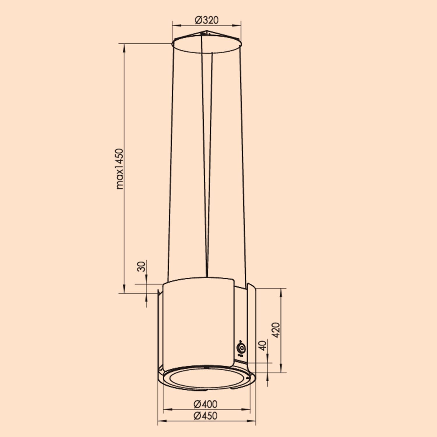 Klarstein Skyfall Smart – Extractor de humo tipo isla, campana aislada, control por aplicación móvil, 45 x 42 cm (ØxB), ventilación y extracción, 3 niveles, 402 m³/h iluminación LED, clase C, negro