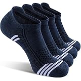 icuub Women's Ankle Low Cut Padded Running Athletic Socks, 4 Pairs Ladies No Show Golf Walking Skateboard Blister Resist Plantar Fasciitis Arch Support Cotton Short Sport Socks, Women Size 7-10 Blue