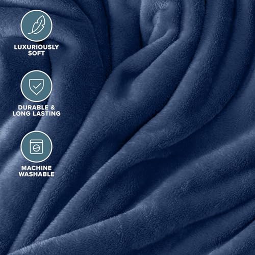 Blanket 120×140cm, Ultra-Soft Microfiber, All-Season Throw Blanket for Sofa, Travel, Outdoor Use, Cafés, Terraces, Home, Cozy, Lightweight & Stylish (Navy Blue)