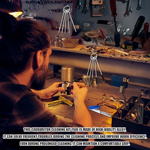 Image of Suxgumoe Carburetor Cleaning Kit, Dirt Cleaner Tools Needle Set, Torch Tip Cleaner Set 13 Cleaning Wires 5 Nylon Brushes 10 Needles 4 Cleaning Hooks and 1 Single Head Brush (Set A)