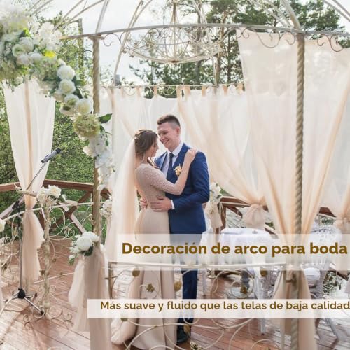 Miniatura 4 de Yolzhxe Cortina De Boda, 75 X 800 Cm Tela De Tul Champagne, Romantica Cortina De Arco De Boda, Decoración A Mano Alzada Para Escenarios, Cumpleaños, Baby Shower