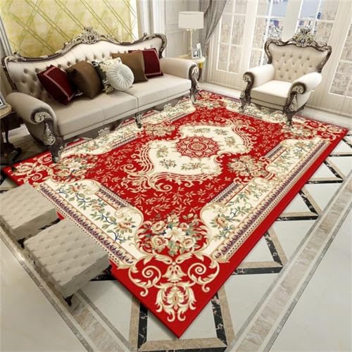 Tapis lavable en machine antidérapant et durable rouge