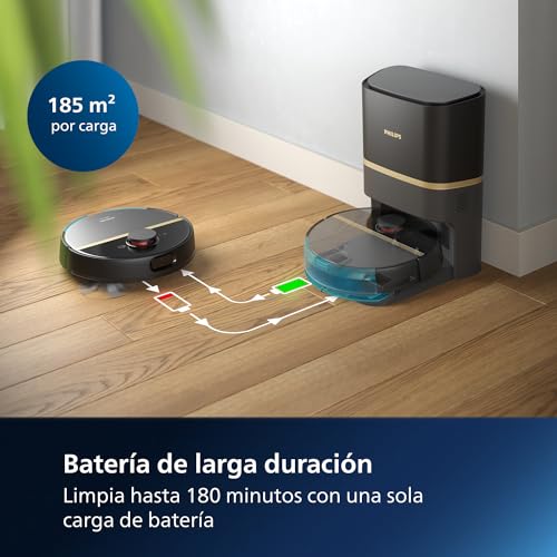 Miniatura 5 de Philips Robot Aspirador Y Friegasuelos Homerun 7000, Succión Ultrapotente 5000 Pa , Detección De Obstáculos Pequeños, Estación De Vaciado Automático, Negro, Robot Aspirador, App, Xu7100 01