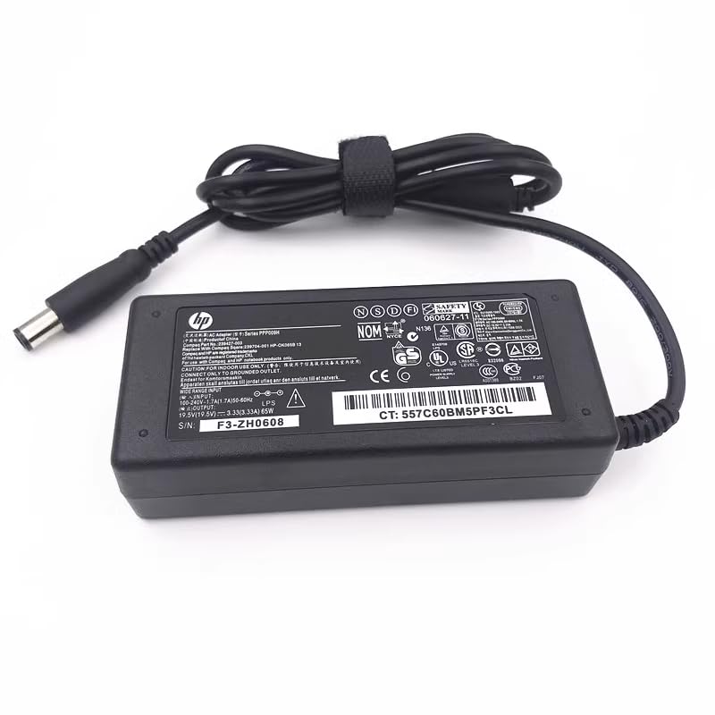 Original 19.5V 3.33A 65W Charger Adapter for Notebook PC Power Cord Supply Source Plug Laptop Computer Charger 384021-001 (Compatible 18.5V 3.5A 65W)
