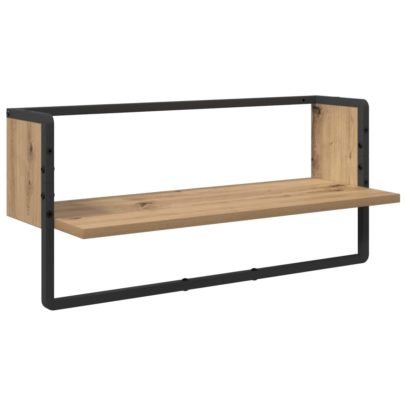 Générique Wandregal-Set, modernes Design, 4-teilig, aus Eiche, handgefertigt, rechteckig, mit stabilem Metallrahmen, für Wohnzimmer, minimalistisches dekoratives Bücherregal