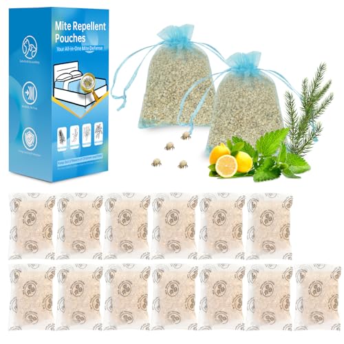 15 Pack Mite Repellent Pouches for Dust Mites and Other Household Mites Powerful Anti-Mite Bags for Mattress Carpet & Sofa Mites Repelling Natural Dust Mite Killer Kid & Pet Safe for Mite Control