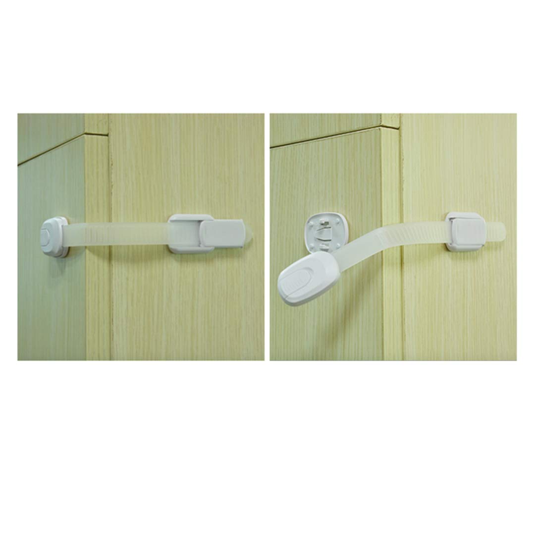 Kit di sicurezza per bambini e animali domestici, 6 chiavistelli robusti e regolabili + 4 serrature per armadi, 4 protezioni angolari e 4 prese elettriche, (bianco, 18)