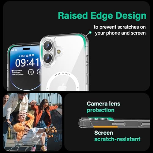 Image of ONES for iPhone 16 Plus Case Transparent Magnetic Phone Case, Compatible with MagSafe【Military Grade Protection Shockproof Airbag】【Scratch-Resistant & Anti-Yellow 】 Thin, Clear Silicone Cover
