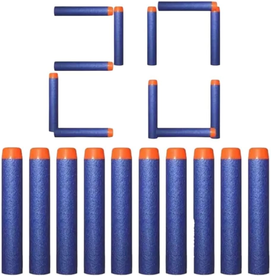 Foam Toy Bullets for Nerf N-Strike Elite Guns, Soft Plastic Dart Refill Pack, Compatible with Nerf Blasters (Blue, Pack of 20)