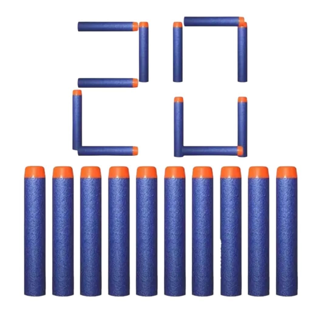 Foam Toy Bullets for Nerf N-Strike Elite Guns, Soft Plastic Dart Refill Pack, Compatible with Nerf Blasters (Blue, Pack of 20)
