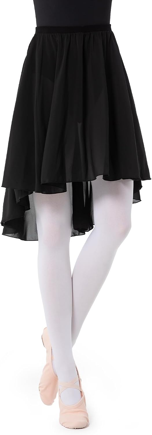 Ballet Wrap Skirt Chiffon Pull-on Elastic Waist Dance Skirt for Women Girls Ballet Dancewear