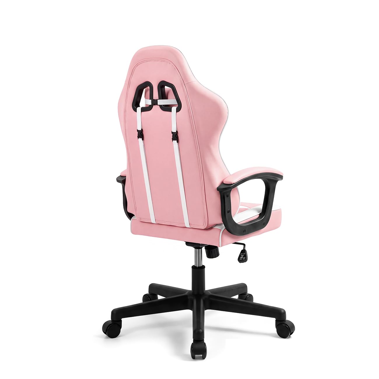 duehome | Chaise de Gaming Raptor Ergonomique réglable en Hauteur avec Roues à 360°, Design Racing, Finition Rose et Blanc, Dimensions : 50 cm (Largeur) x 68 cm (Longueur) x 116-125 cm (Hauteur)