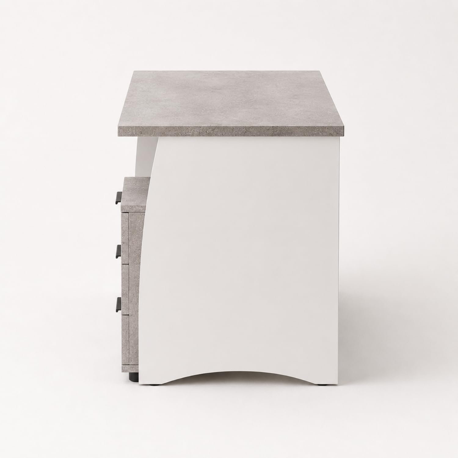 Arreditaly Scrivania con 3 Cassetti Bliss Scrittoio da Studio o Ufficio Mobile Desk da Soggiorno Sala da Pranzo 136 x 74 x 67 cm Colore Bianco E Grigio Cemento