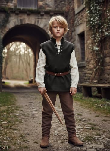 Disfraz medieval vikingo pirata para niños 13-14 años miniatura 3