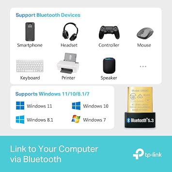TP-Link UB600 Bluetooth 6.0 USB Adapter for PC, Nano Size Bluetooth Dongle
