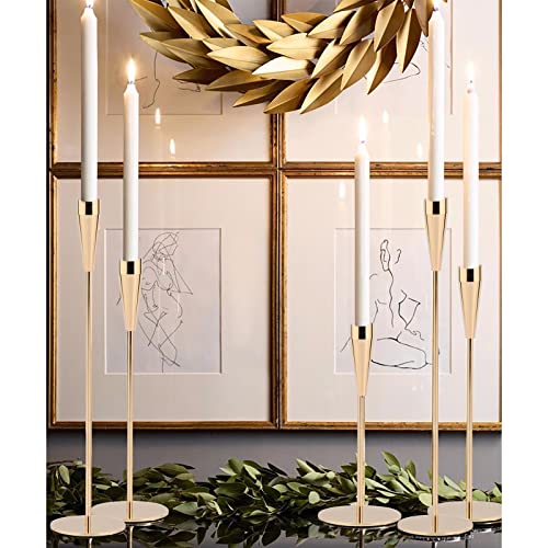 Gold Candle Holders Set Of 6,Candlestick Holder Taper Candle Holder For Candlesticks, Modern Farmhouse Fall Home Decorations Fits 3/4 In Thick Candle&Led Candles For Wedding, Dinning,Party #TOP3