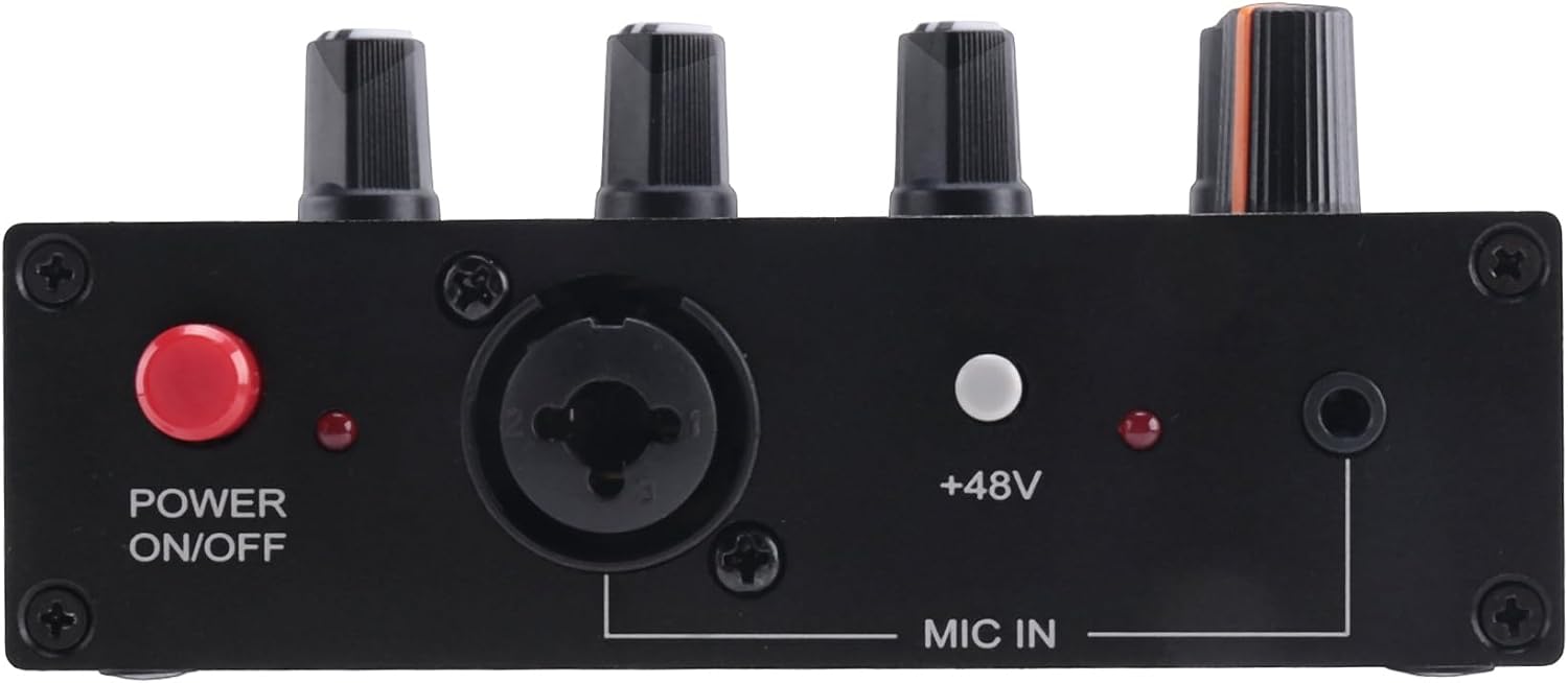 MIC-60 3-Band Equalizer Balanced Mic Preamp Microphone Preamplifier with DC Cable and 6.5mm Cable Easy Install Easy to Use