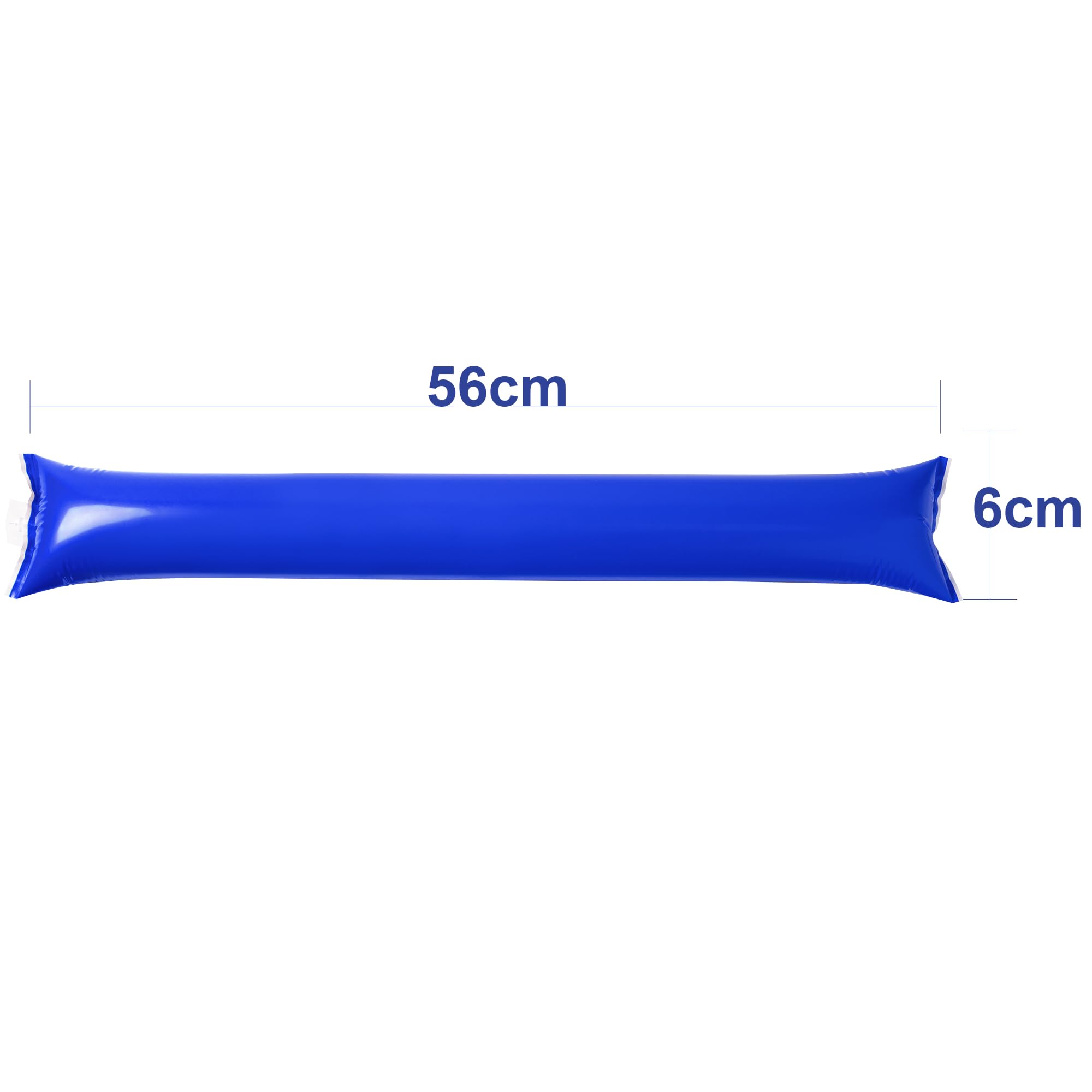 Pack 50 Unidades, Aplaudidor Hinchable Azul, Palos Animación Eventos, Plástico Resistente, Reutilizable, Válvula y Pajita Incluida, Ideal para Deportes, Conciertos y Fiestas, Tamaño 59x9CM