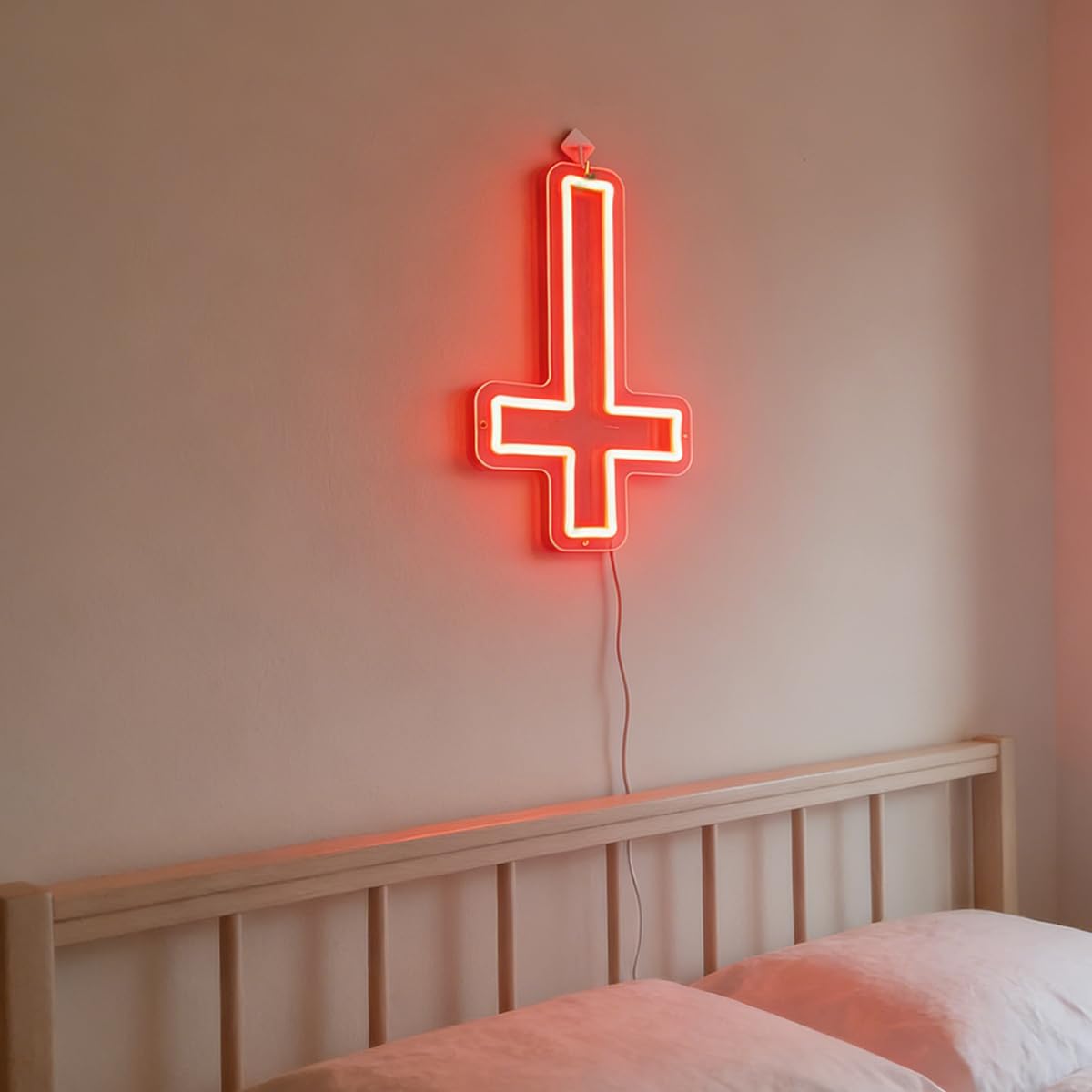 Insegna al neon a forma di croce con Gesù, decorazione da parete, alimentata tramite USB, luci al neon per la casa, camera da letto, Natale, Pasqua, battesimo, eventi religiosi, decorazione per la