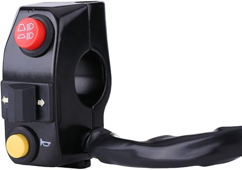 Keenso Interruptor de control del manillar de la motocicleta de 78", 3 en 1 de la bocina de giro alto y bajo, negro