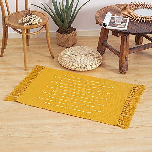 Tapete Bohemio Geométrico Amarillo 2'x3' de Algodón miniatura 2