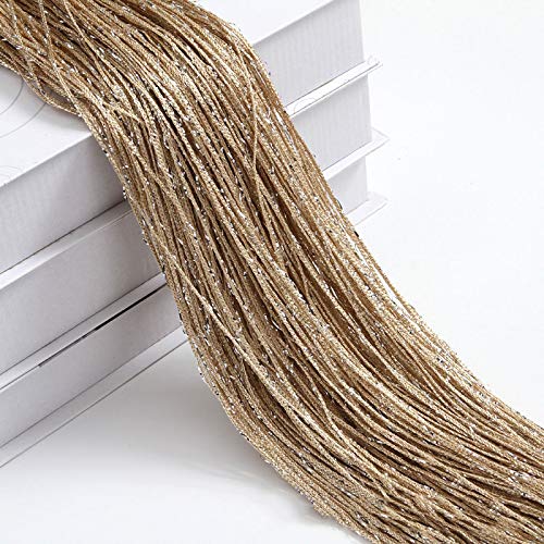 Thread Curtain 1 piece 100x200cm Glitter String Cheap Door Curtain Beads Room Dividers Beaded Fringe polyester fabric Window Panel 1x2m (Color : Champagne, Size : 1x2m)