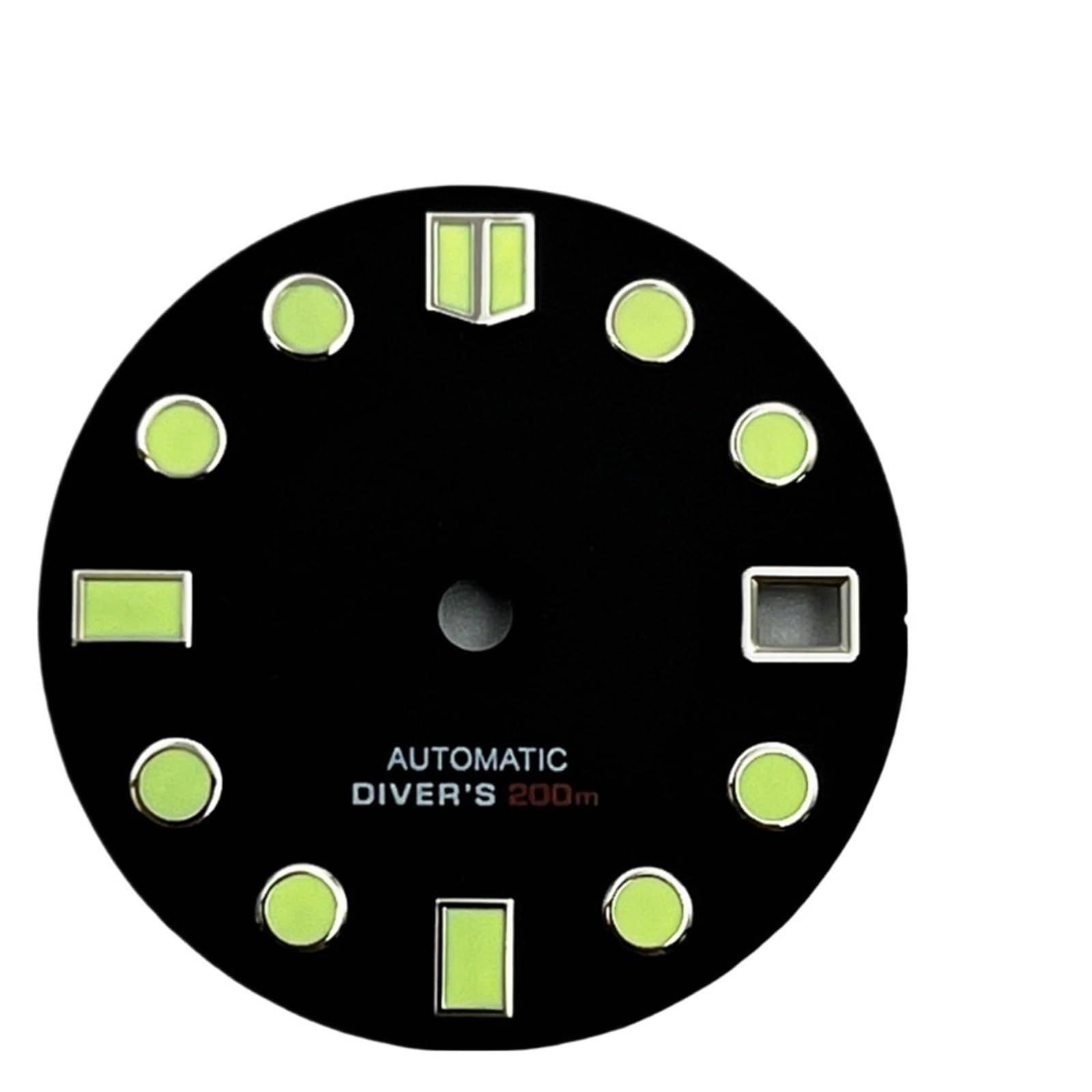 1pc 28.5mm tarcza zegarka S z okienkiem kalendarza zielona świecąca pasuje do części akcesoriów automatycznego ruchu NH35(Dial)
