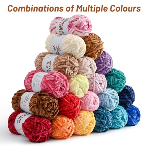 Image of 3 Pack Chunky Chenille Yarn for Crocheting, Baby Yarn for Crocheting Soft, Plush Velvet Yarns, 300g (262.4 yds) Fluffy Yarn for Crochet Amigurumi (3 Red)