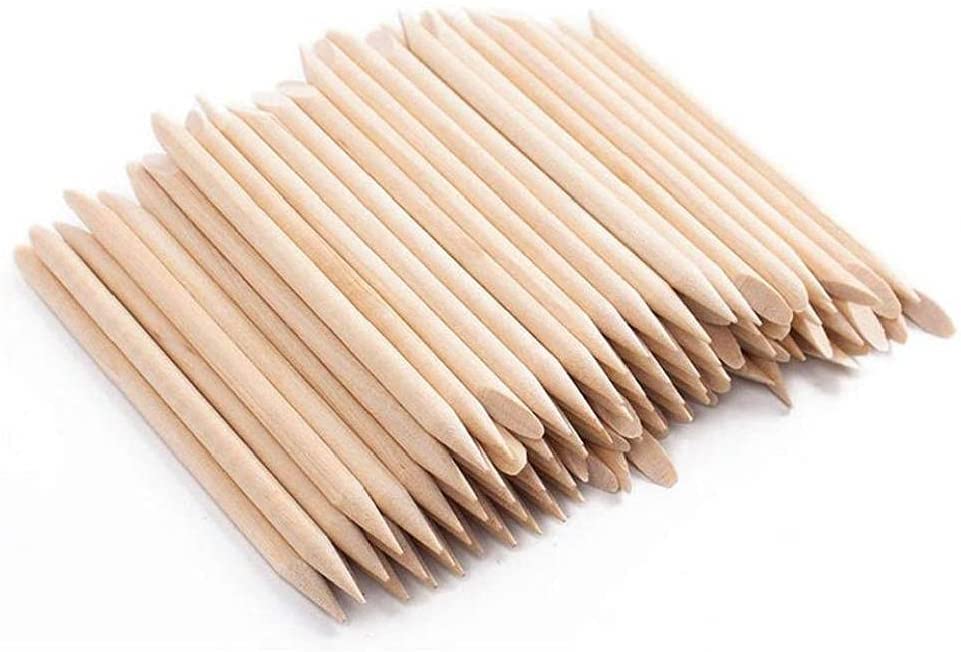 Palitos de madera naranja para quitar cutículas de uñas, herramientas de manicura y pedicura, 100 unidades