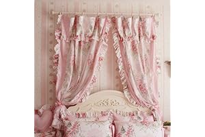 Coquette Rustic Pink Rose Window Curtains