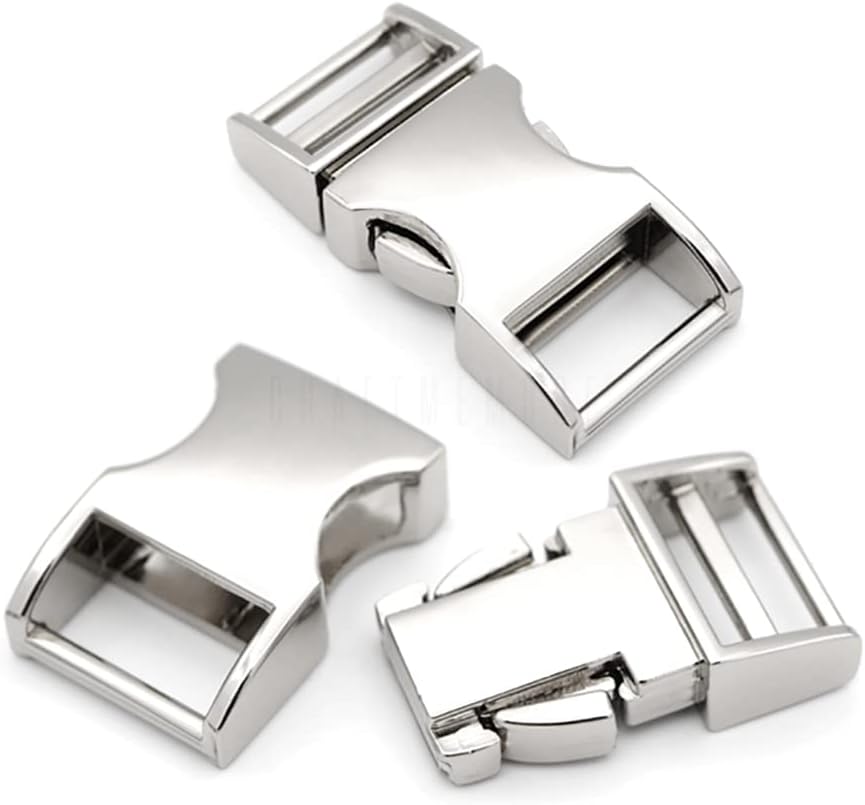 CRAFTMEMORE 1/2 inch Metal Curved Side Release Buckle Clip Lock for Belt Paracord Bracelet Pet Collar Pack of 5