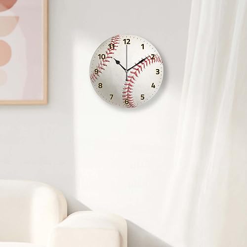 Miniatura 4 de Relojes de pared a pilas de 12 pulgadas, béisbol, decoración silenciosa del hogar para baño, sala de estar, dormitorio