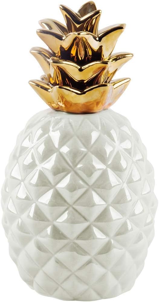 Home Essentials, 70898, Apropos, 9"H Pearl Iridescent Gold Crown Pineapple