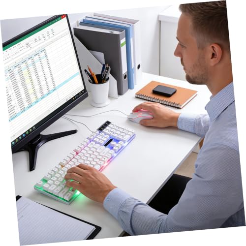 Teclado y ratón blanco con retroiluminación LED de diseño ergonómico para PC gaming 4