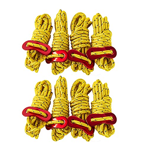 8 Stück Zeltseil, Camping Reflektierendes Seil, Reflektierende Abspannseile für Zelt, Geeignet für Camping im Freien, zum Befestigen von Zelten, Rucksäcken und Anderem Zubehör(Gelb) Cover