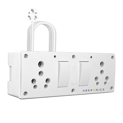 Aberonics Heavy Duty Extension Board 2 Dual Socket with ON/Off Switch & Power on Light | 16-20 AMP | 1.5 Sq.mm. Full Gauge Wire (2 Meter Wire)