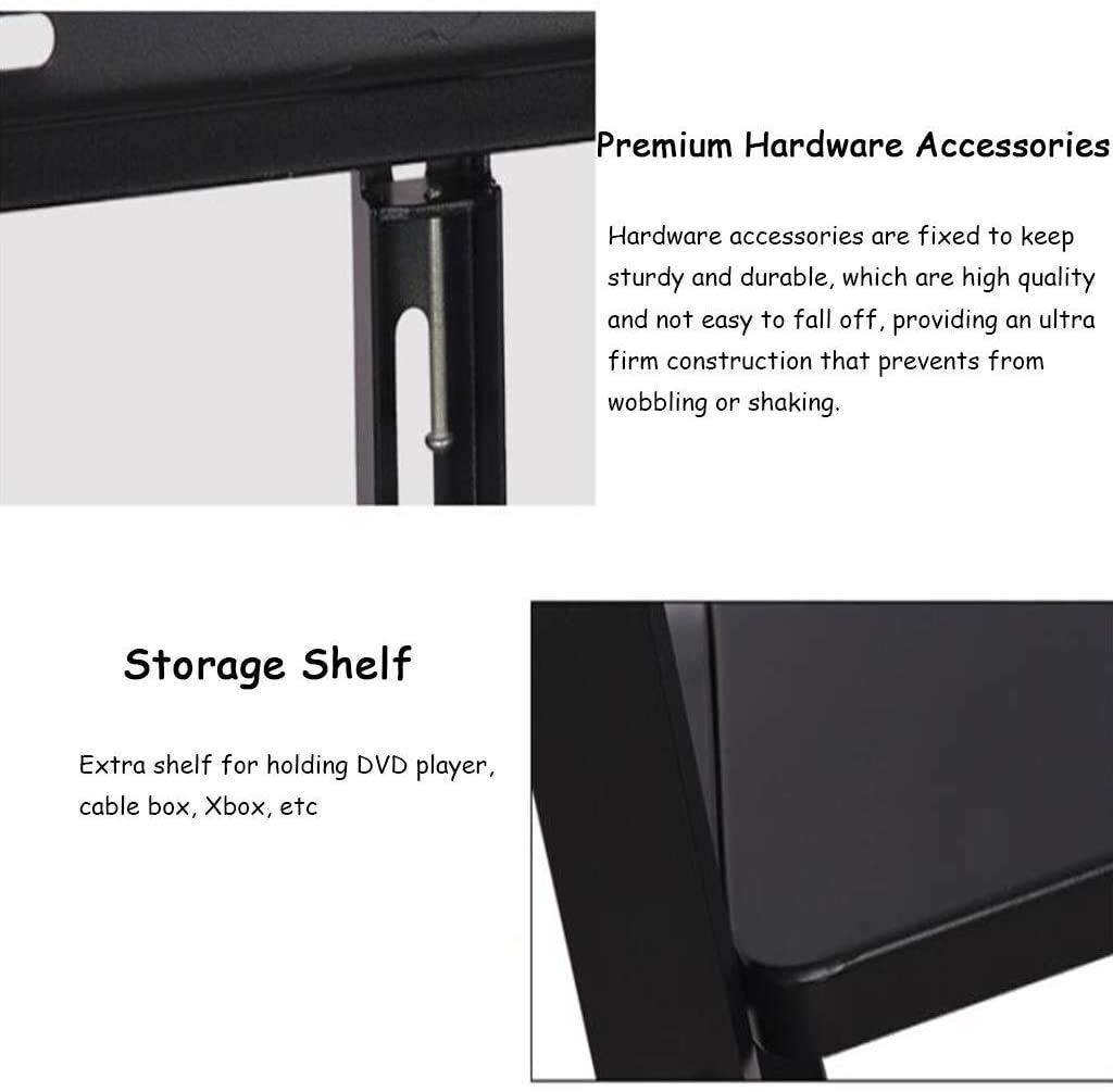 Supporto TV portatile Carrello TV commerciale per schermi piatti da 55"-95", supporto TV nero resistente con 2 ripiani e ruote bloccabili, carico 155 kg