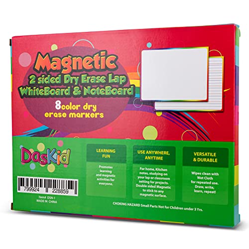 2 Magnetic Double Sided Dry Erase Whiteboards & Note Boards With Lines, Includes: 8 Dry Erase Markers, & 1 Eraser, Small Boards For Kids, For Writing, Learning, & Drawing Art, Educational Kids Toy #TOP5