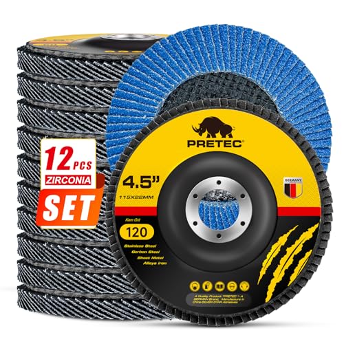 Flap Discs 4 1/2 for Angle Grinder, 12 Pcs Flap Discs 120 Grit, 4.5" x 7/8" High Density Zirconia Type 27 Flap Sanding Disc for Grinding, Rust Removal, Sanding and Finishing - 12 Packs