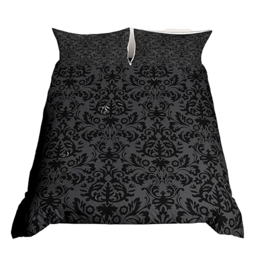 Juego de Cama de Damasco Negro para Adultos