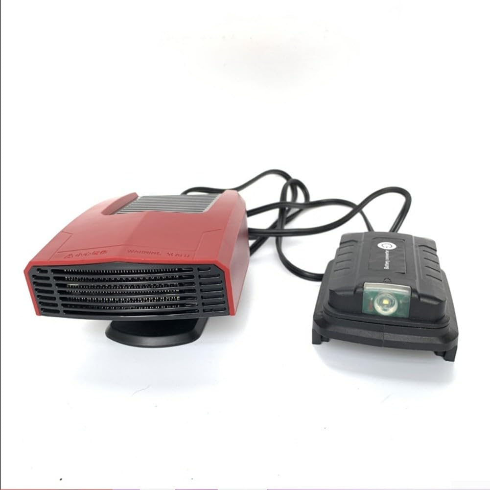 Auto Heizung, Heizung Auto Heizlüfter mit Dual USB Ports Adapter für 18V Batterie, Auto Standheizung Tragbare Auto Heizung für Auto Windschutzscheibe Defroster, 360° Drehung, DC 14-21 V