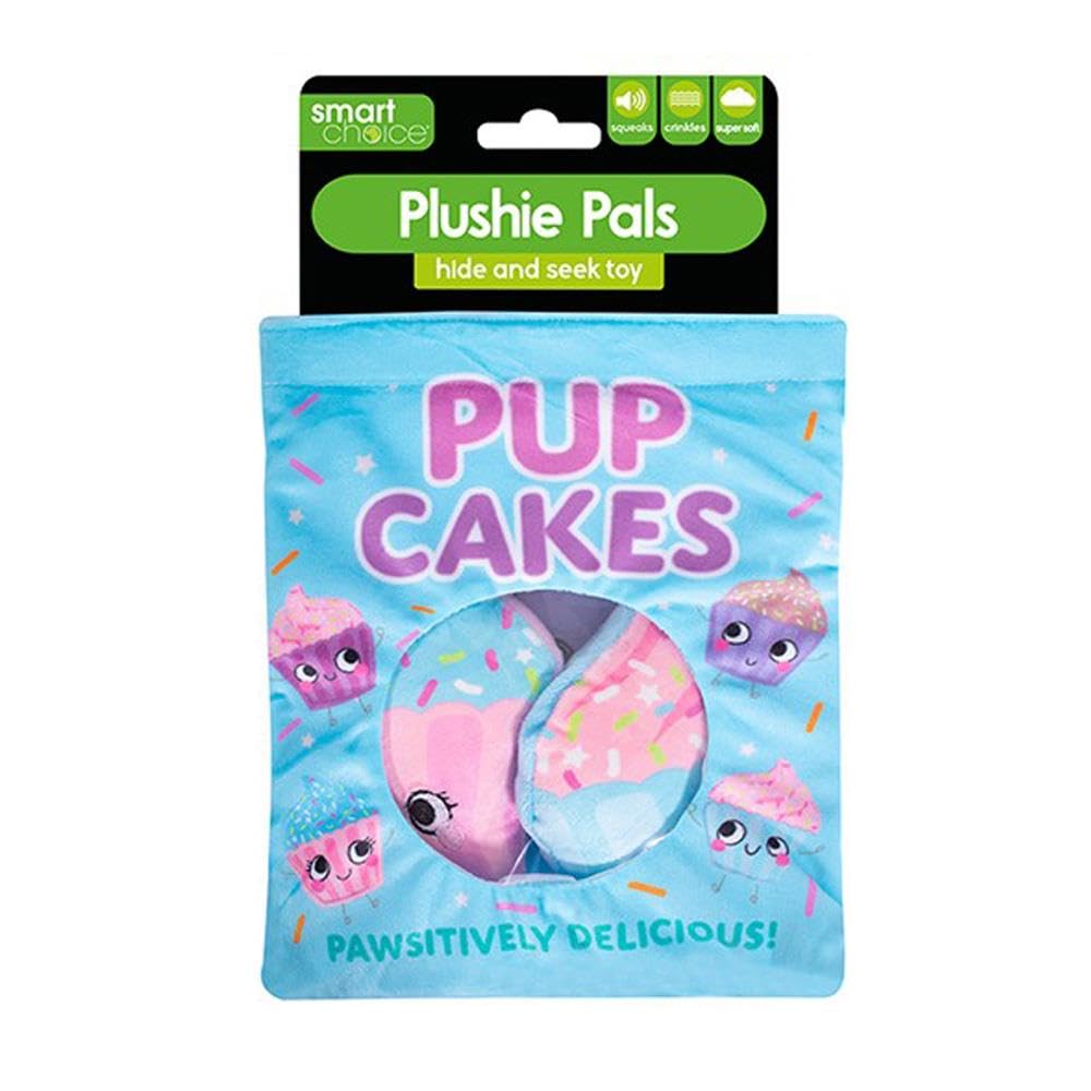 YöL Pup Cakes 4 in 1 Dog Toys Snack Packet Plush Novelty Toy Interactive Crinkle Squeak Hide & Seek Birthday Present