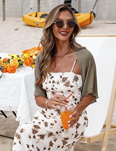 Image of Totatuit Women's Short Sleeve Bolero Shrug for Dresses Open Front Knit Cropped Cardigan Loose Sheer Cardigan Sweater