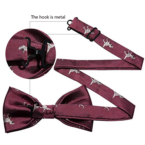 Image of YOHOWA Paisley Striped Men Bow Tie Pre-Tied Formal Adjustable Colorful Bowties Handkerchief Cufflinks Set Wedding Party