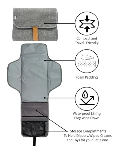 Bub. Baby Changing Mat- Wipeable, Portable Changing Pad, Travel Changing Mat For Baby Or Small Toddler, Sleek Design. (Gray) #TOP2