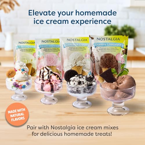 Image of Nostalgia Electric Ice Cream Maker - Parlor Style, Old Fashioned Soft Serve Ice Cream Machine Makes Frozen Yogurt or Gelato in Minutes - Fun Kitchen Appliance - Blue & White - 6 Quart