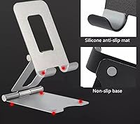Vista 3 de Escritorio plegable doble de aleación de aluminio para teléfono móvil Soporte de mesa con soporte ajustable Lazy Bracket para iPhone, Samsung